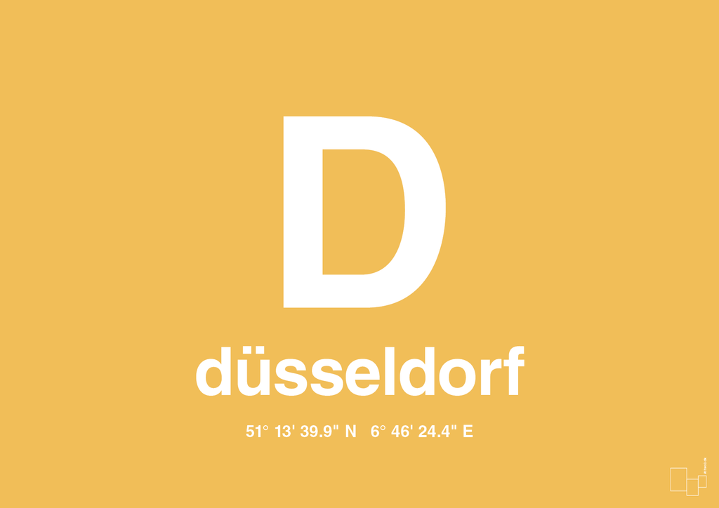 plakat: byplakat düsseldorf med koordinater - honeycomb-Byer-A1two3