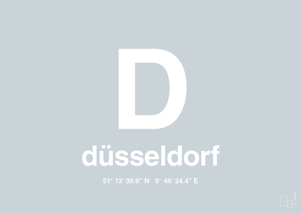 plakat: byplakat düsseldorf med koordinater - light drizzle-Byer-A1two3