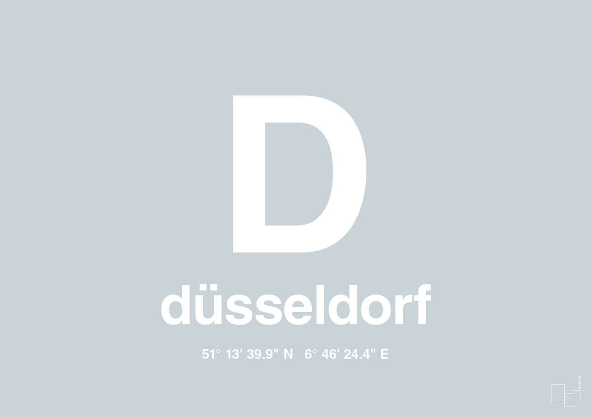 plakat: byplakat düsseldorf med koordinater - light drizzle-Byer-A1two3
