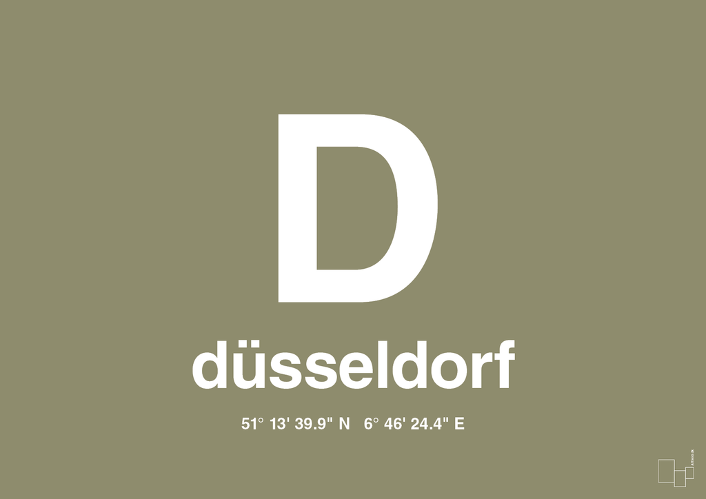 plakat: byplakat düsseldorf med koordinater - misty forrest-Byer-A1two3