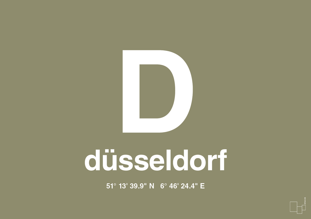 plakat: byplakat düsseldorf med koordinater - misty forrest-Byer-A1two3