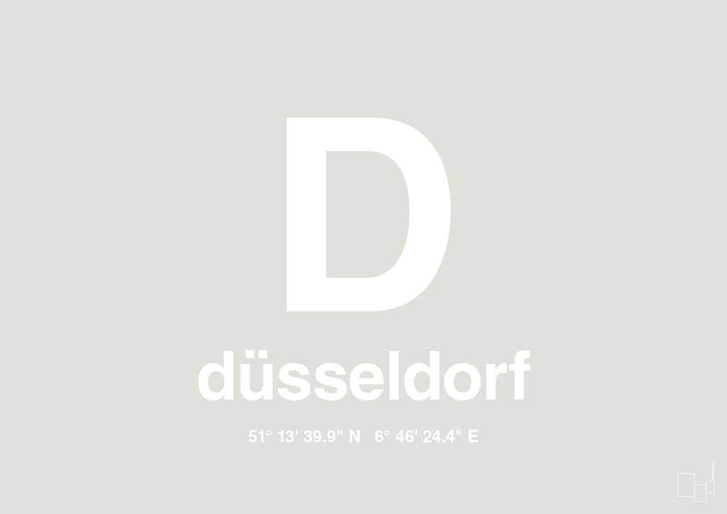 plakat: byplakat düsseldorf med koordinater - painters white-Byer-A1two3