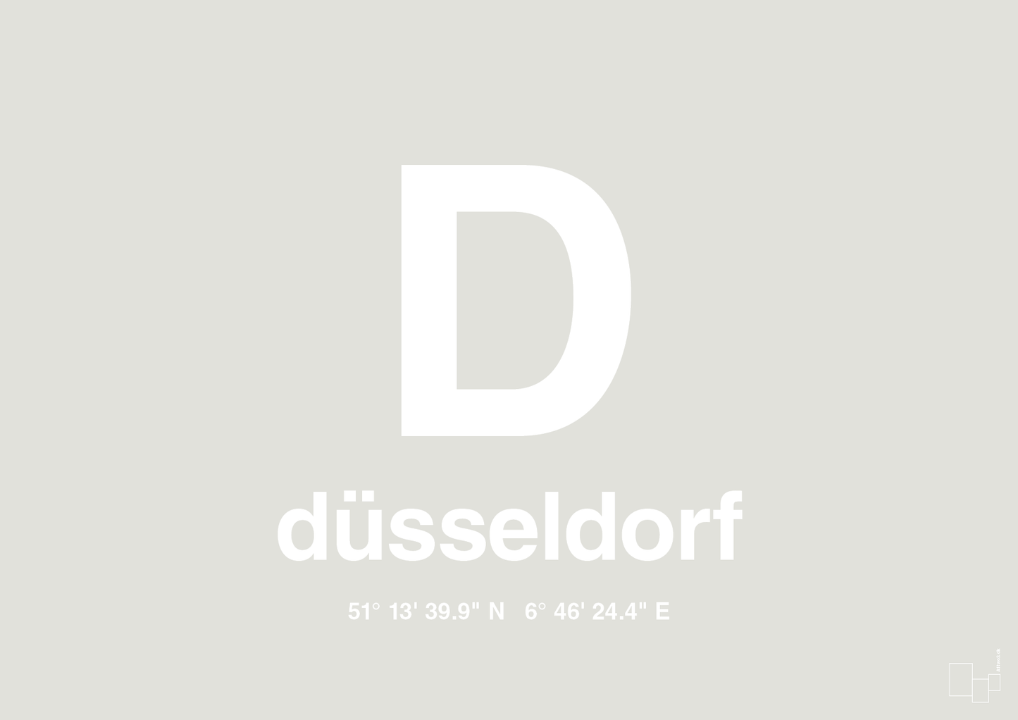 plakat: byplakat düsseldorf med koordinater - painters white-Byer-A1two3
