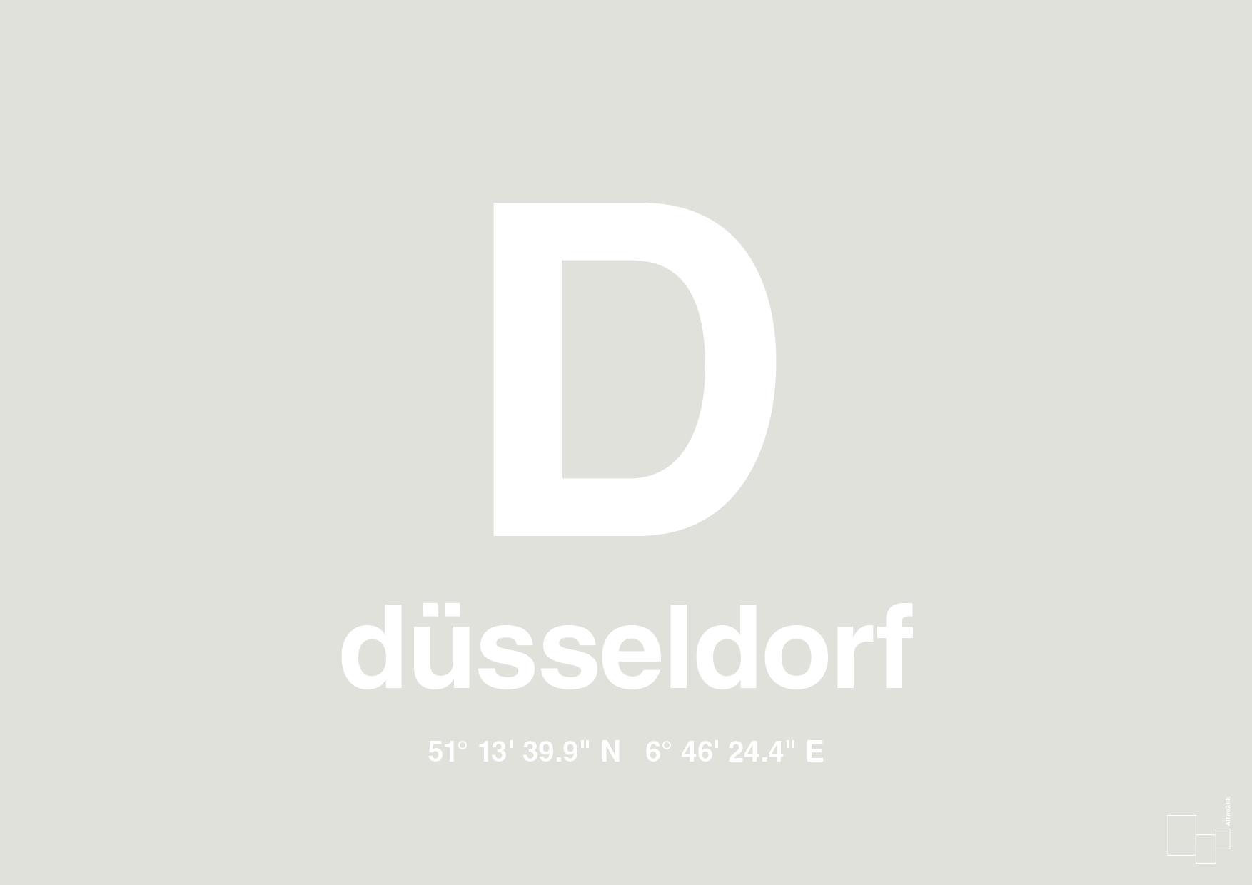 plakat: byplakat düsseldorf med koordinater - painters white-Byer-A1two3