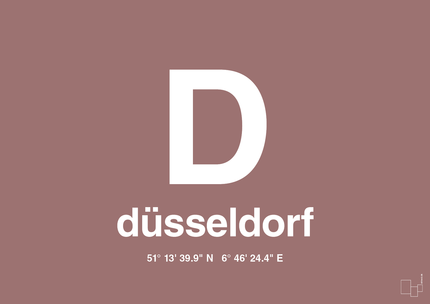 plakat: byplakat düsseldorf med koordinater - plum-Byer-A1two3