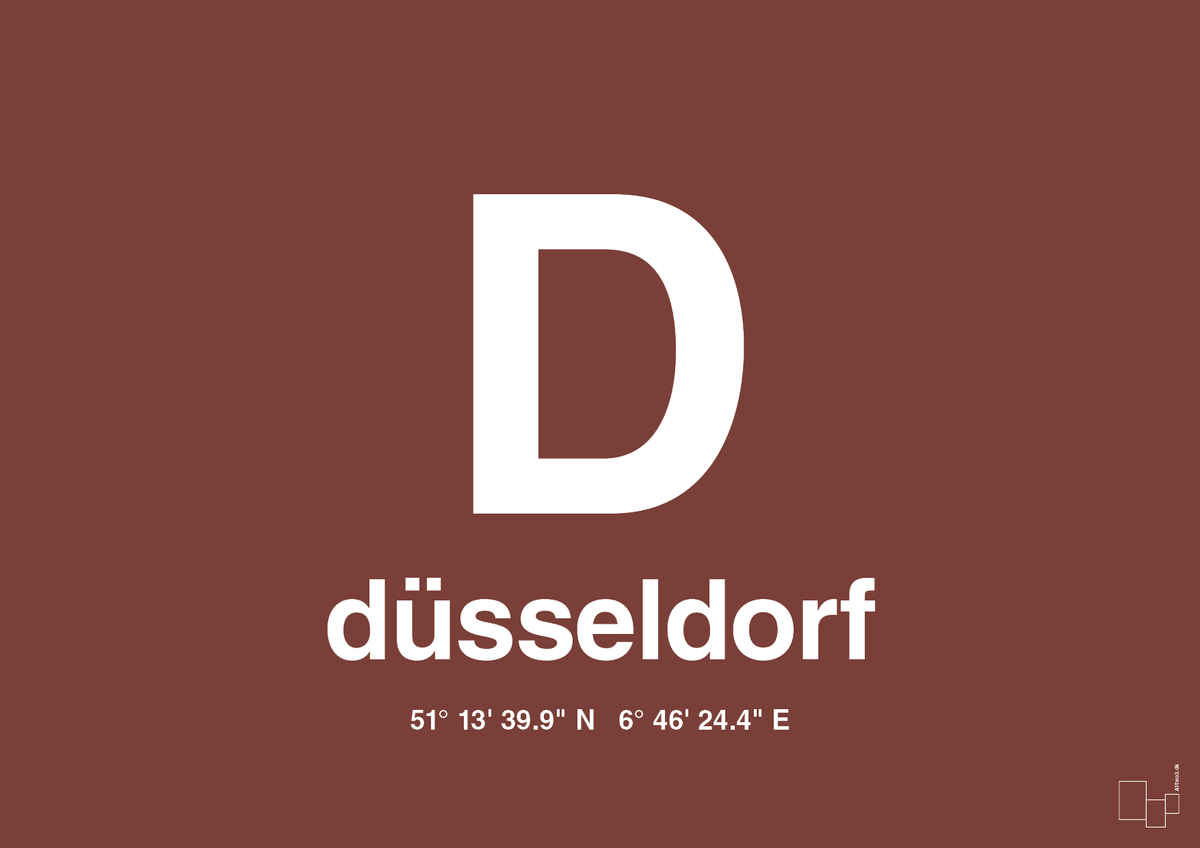 plakat: byplakat düsseldorf med koordinater - red pepper-Byer-A1two3