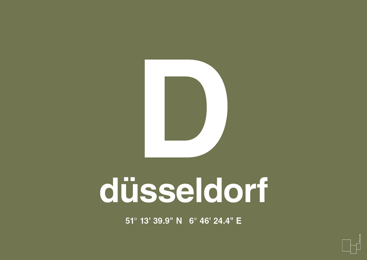 plakat: byplakat düsseldorf med koordinater - secret meadow-Byer-A1two3