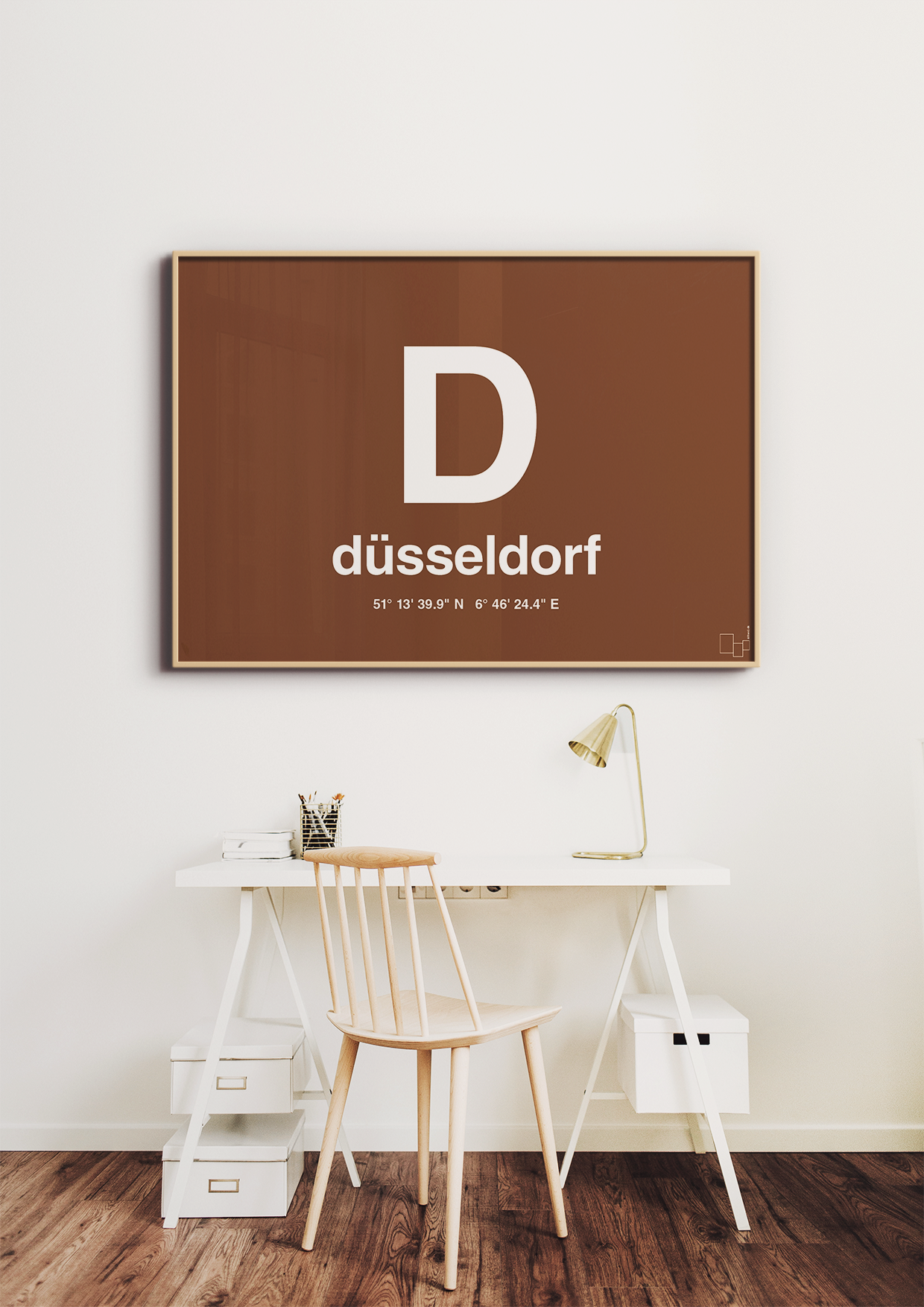 plakat: byplakat düsseldorf med koordinater - graphic charcoal-Byer-A1two3