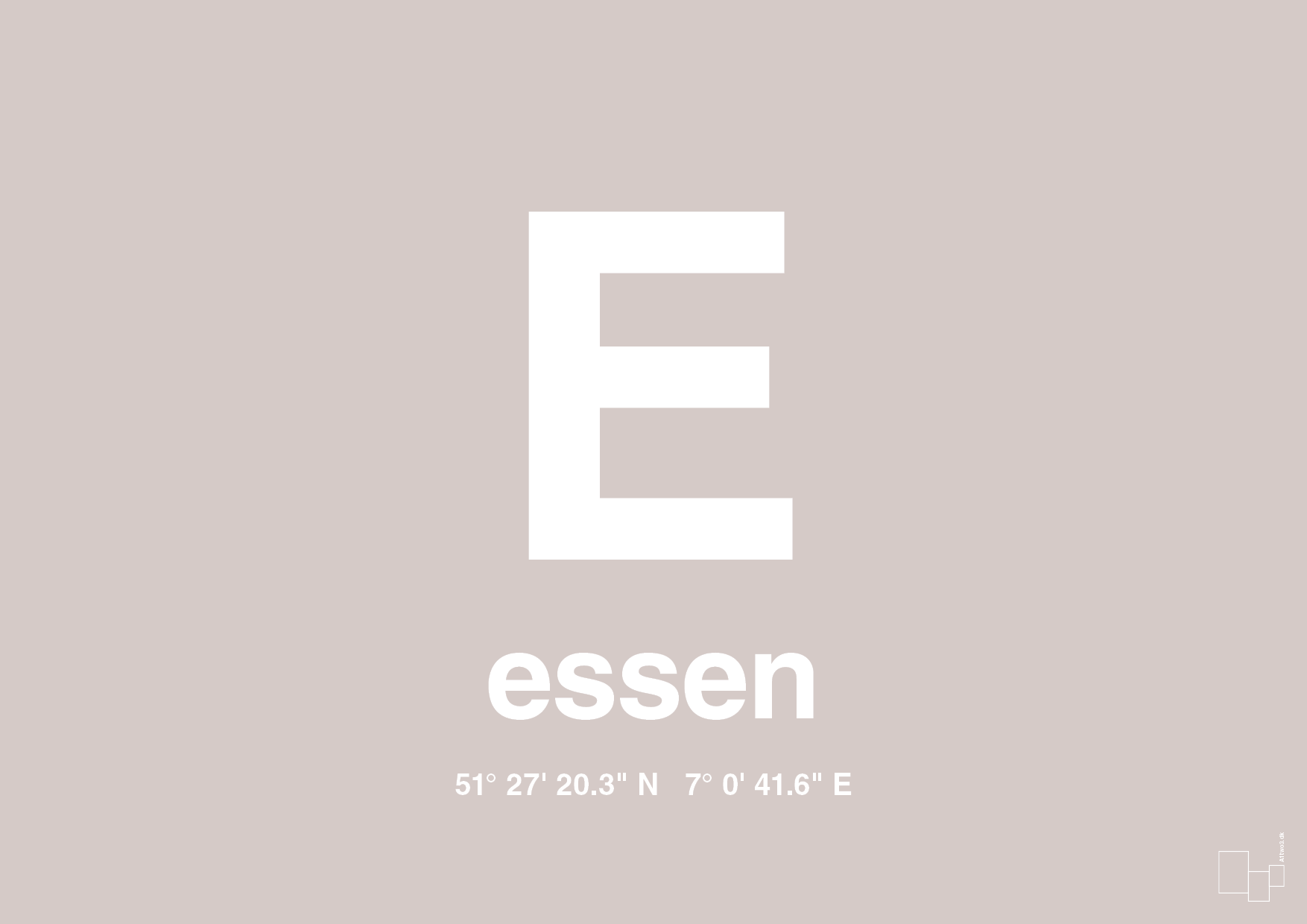 plakat: byplakat essen med koordinater - broken beige-Byer-A1two3