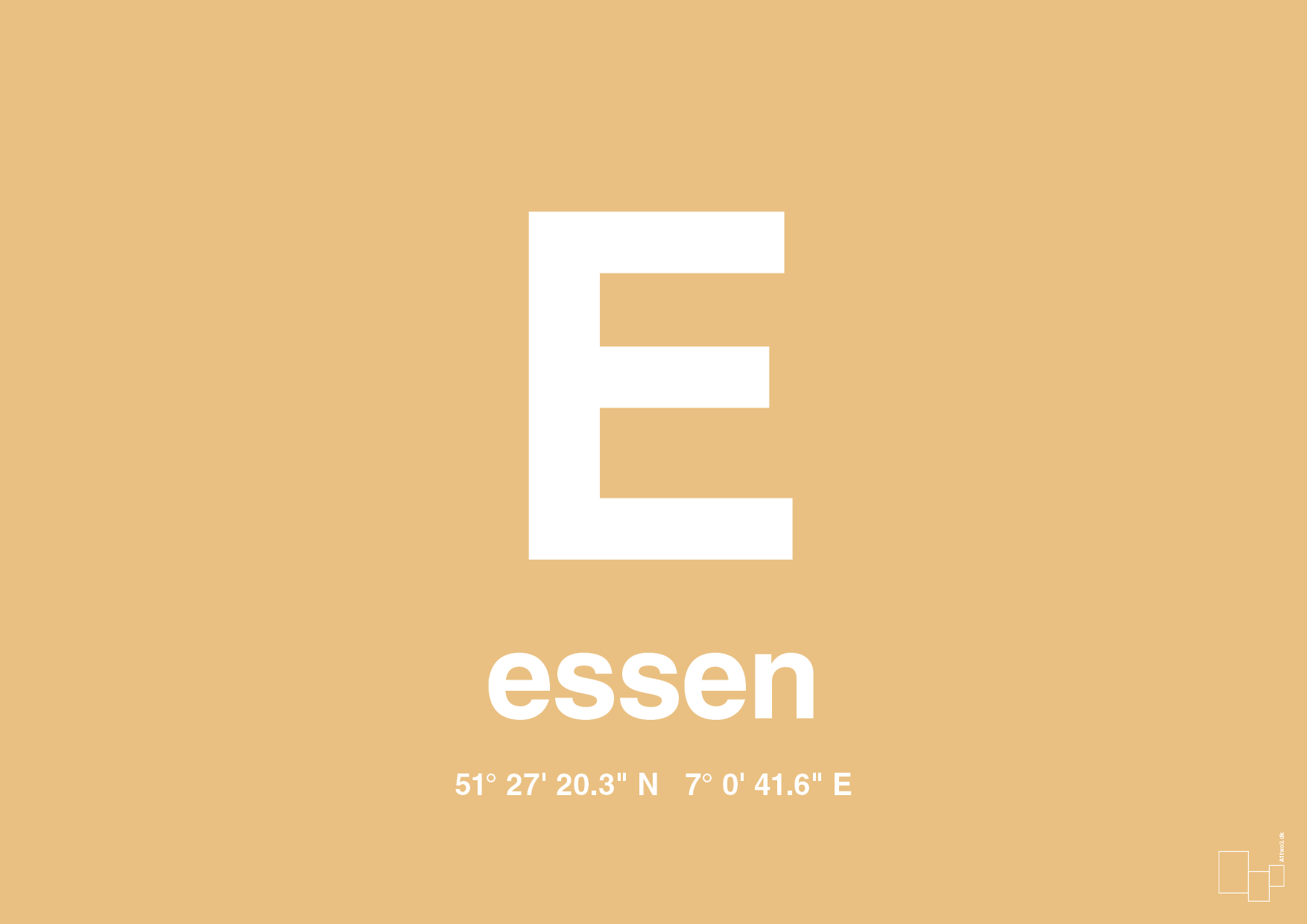 plakat: byplakat essen med koordinater - charismatic-Byer-A1two3