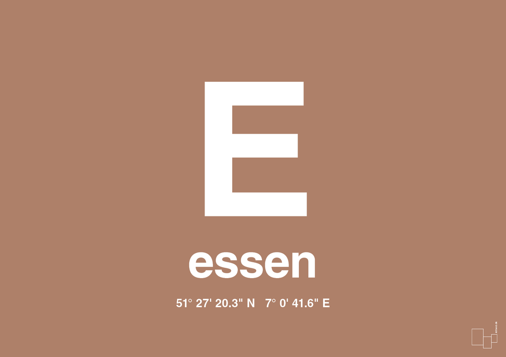 plakat: byplakat essen med koordinater - cider spice-Byer-A1two3