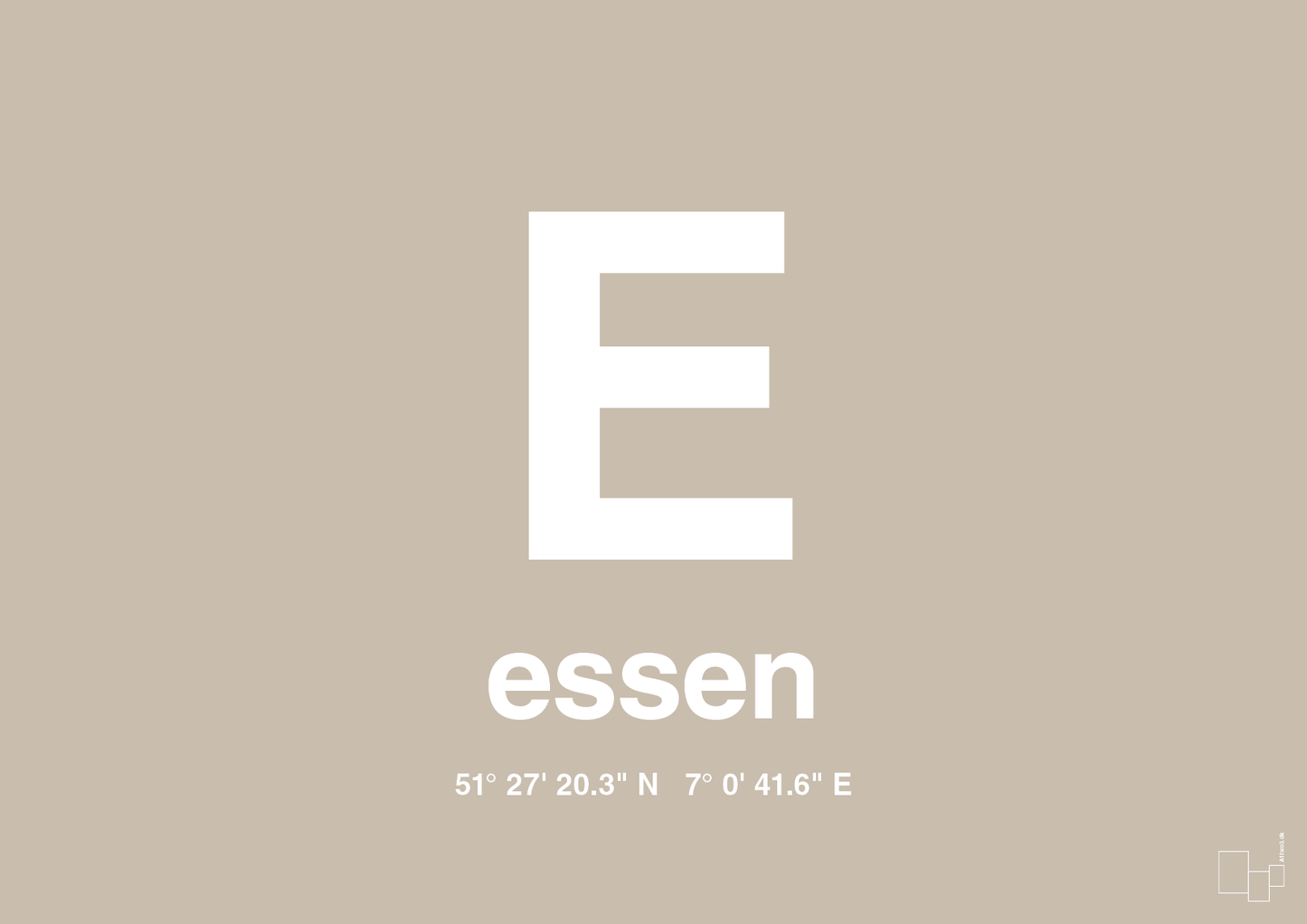 plakat: byplakat essen med koordinater - creamy mushroom-Byer-A1two3