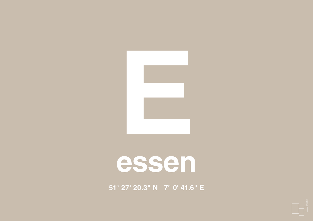 plakat: byplakat essen med koordinater - creamy mushroom-Byer-A1two3