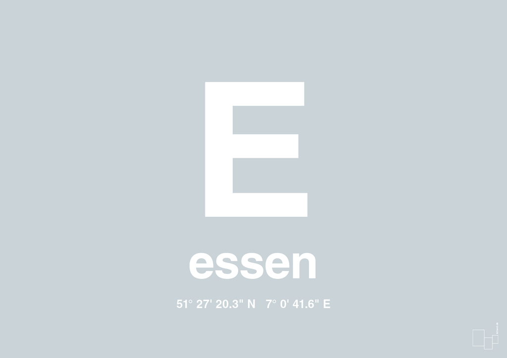 plakat: byplakat essen med koordinater - light drizzle-Byer-A1two3