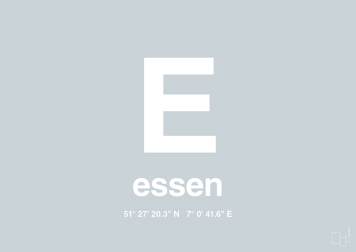 plakat: byplakat essen med koordinater - light drizzle-Byer-A1two3