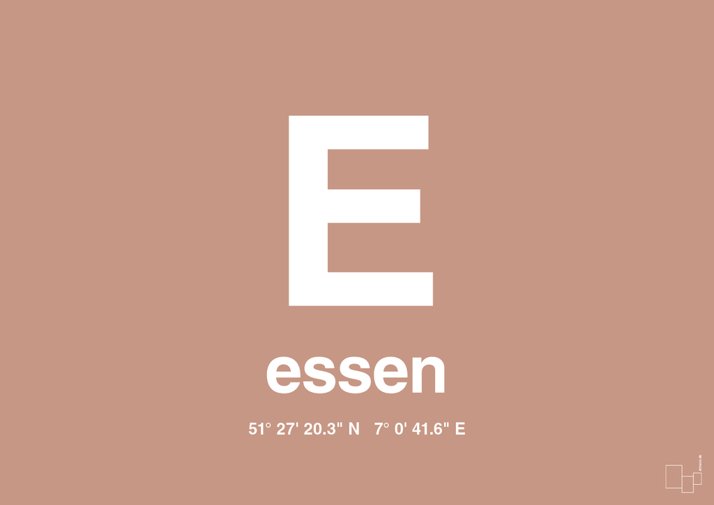 plakat: byplakat essen med koordinater - powder-Byer-A1two3