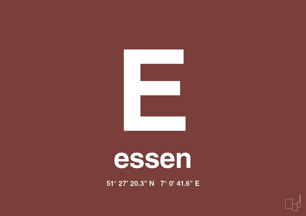 plakat: byplakat essen med koordinater - red pepper-Byer-A1two3