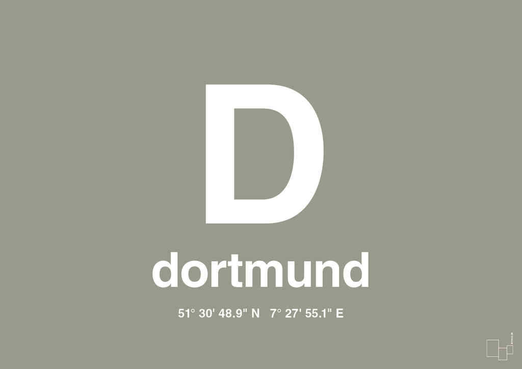 plakat: byplakat dortmund med koordinater - battleship gray-Byer-A1two3