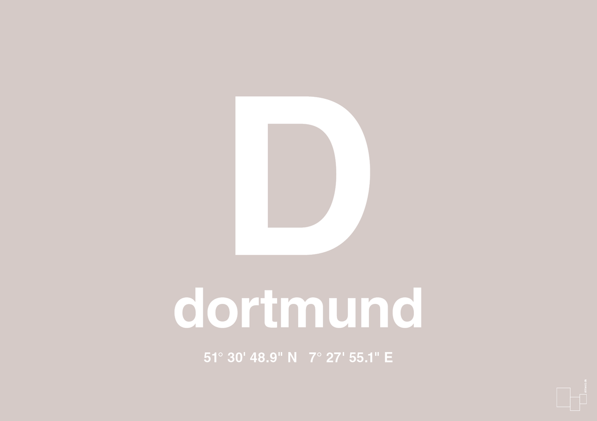 plakat: byplakat dortmund med koordinater - broken beige-Byer-A1two3