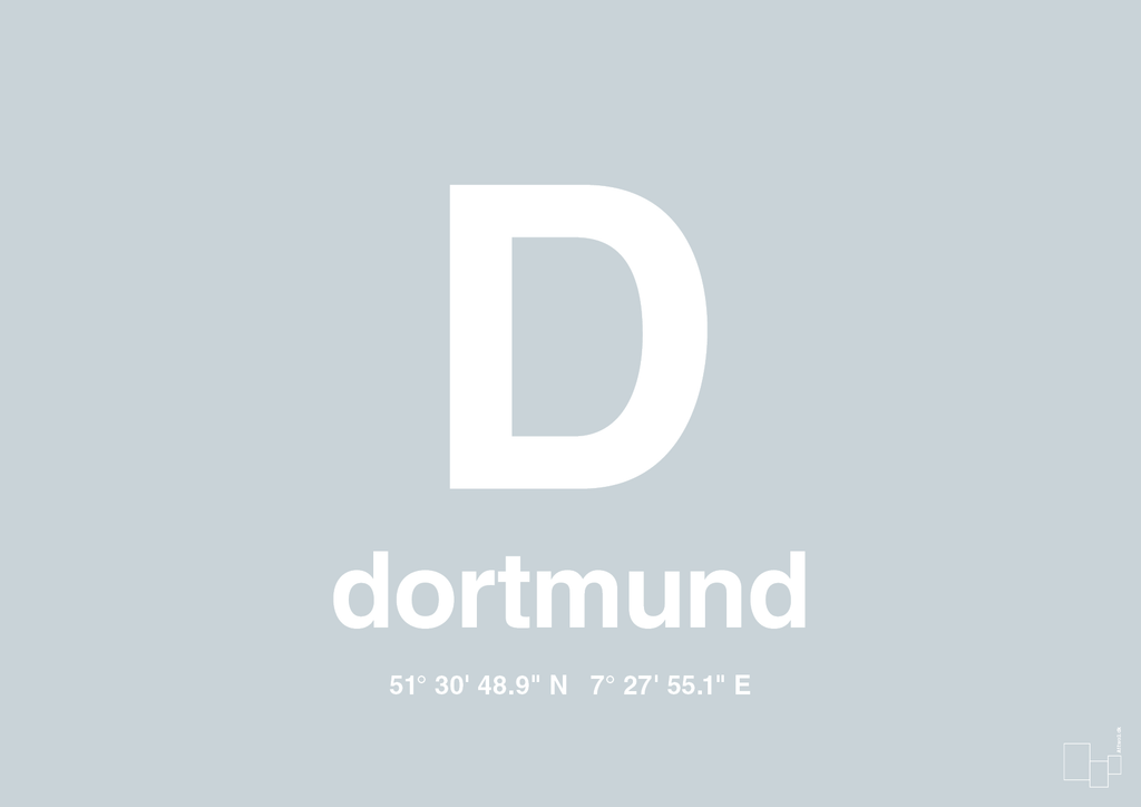 plakat: byplakat dortmund med koordinater - light drizzle-Byer-A1two3