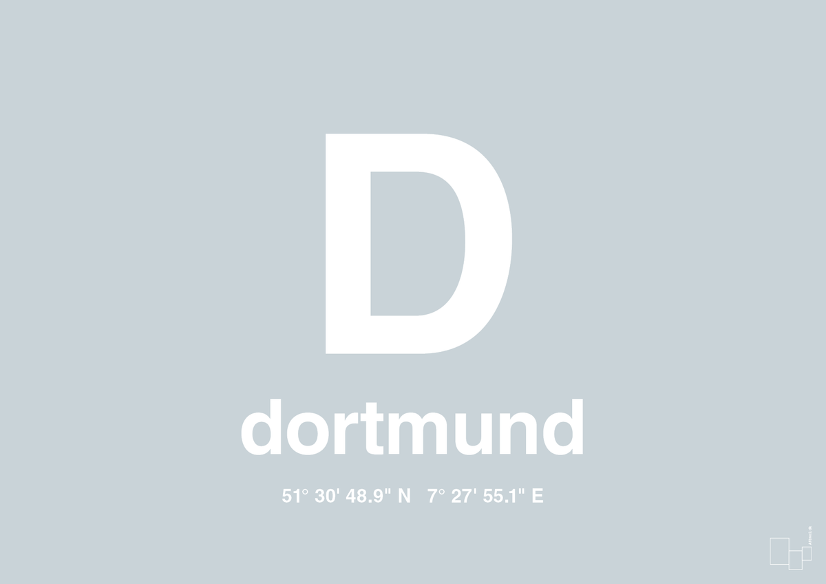 plakat: byplakat dortmund med koordinater - light drizzle-Byer-A1two3