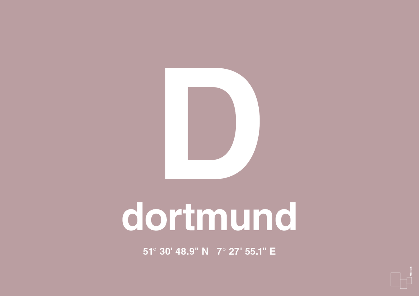 plakat: byplakat dortmund med koordinater - light rose-Byer-A1two3