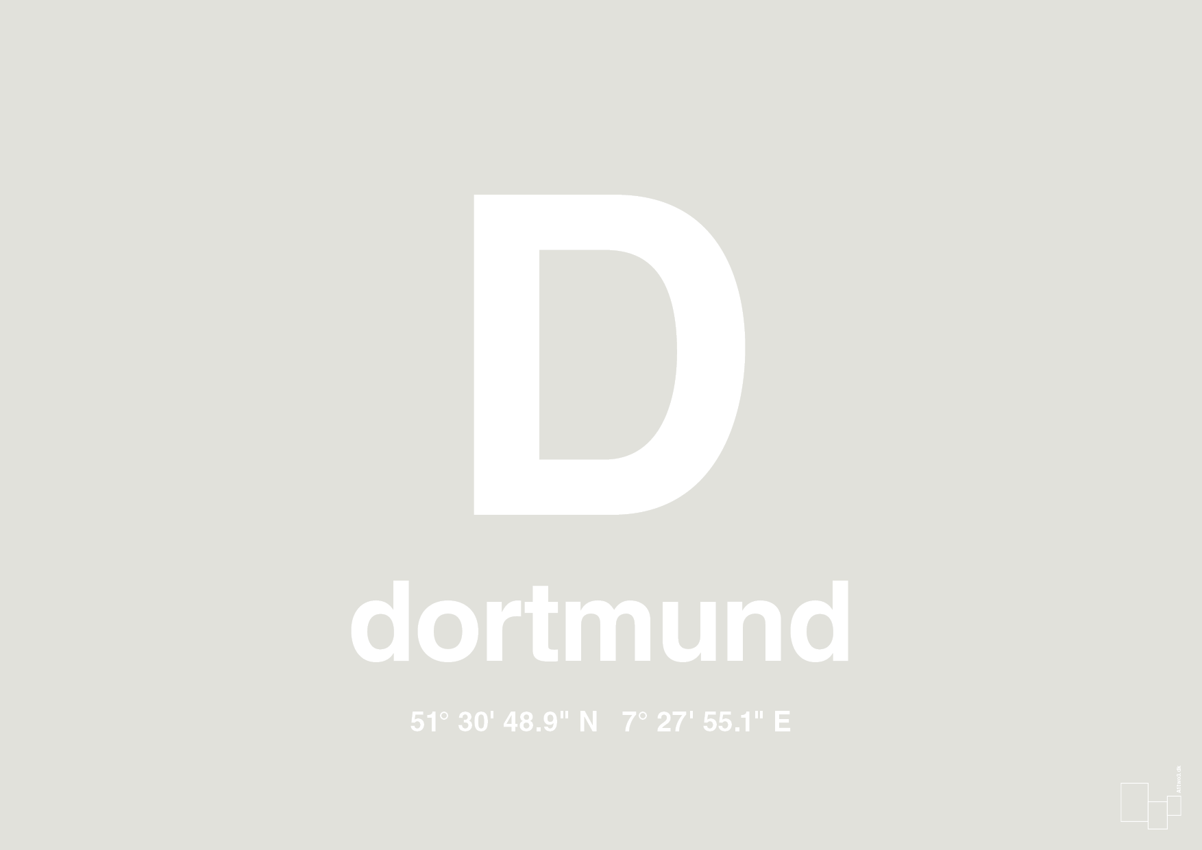 plakat: byplakat dortmund med koordinater - painters white-Byer-A1two3