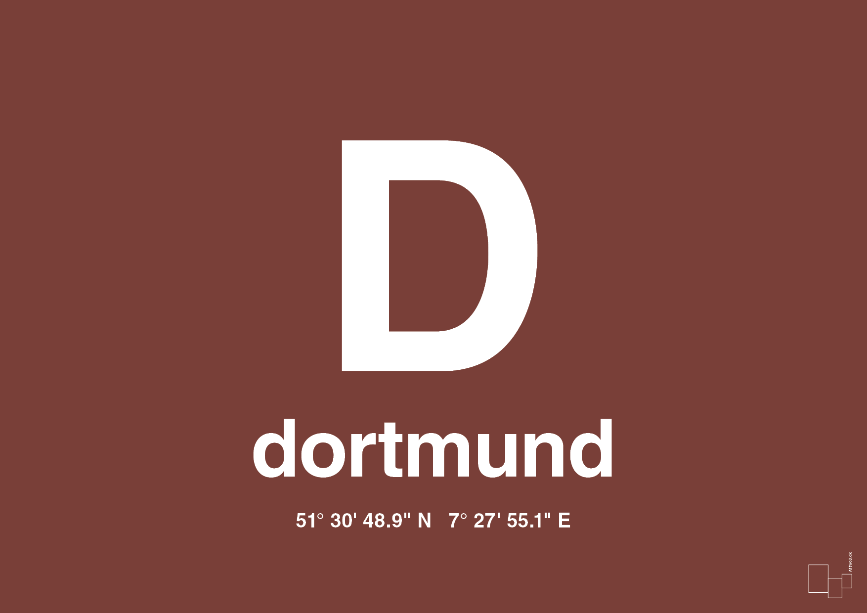 plakat: byplakat dortmund med koordinater - red pepper-Byer-A1two3