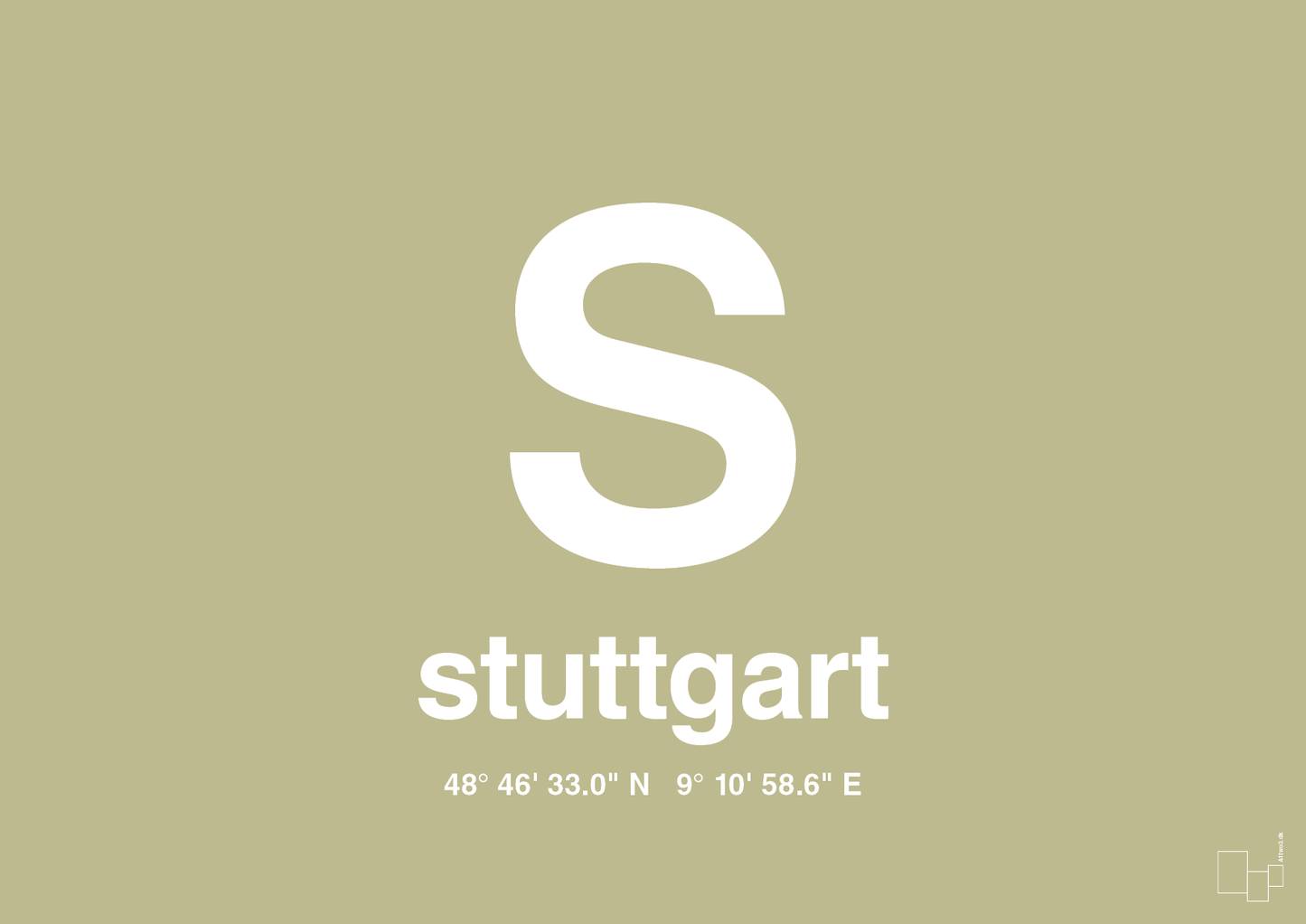plakat: byplakat stuttgart med koordinater - back to nature-Byer-A1two3