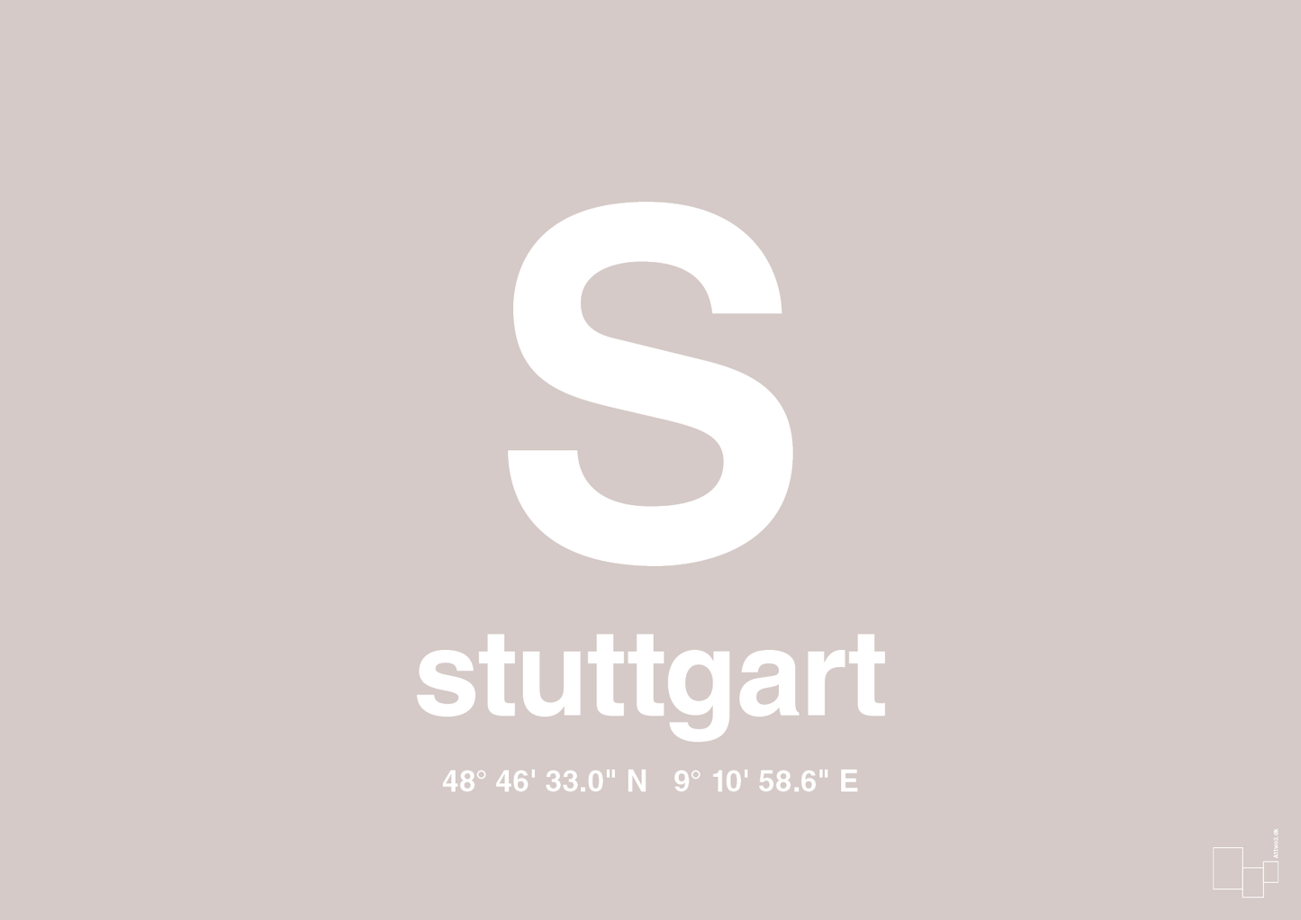plakat: byplakat stuttgart med koordinater - broken beige-Byer-A1two3