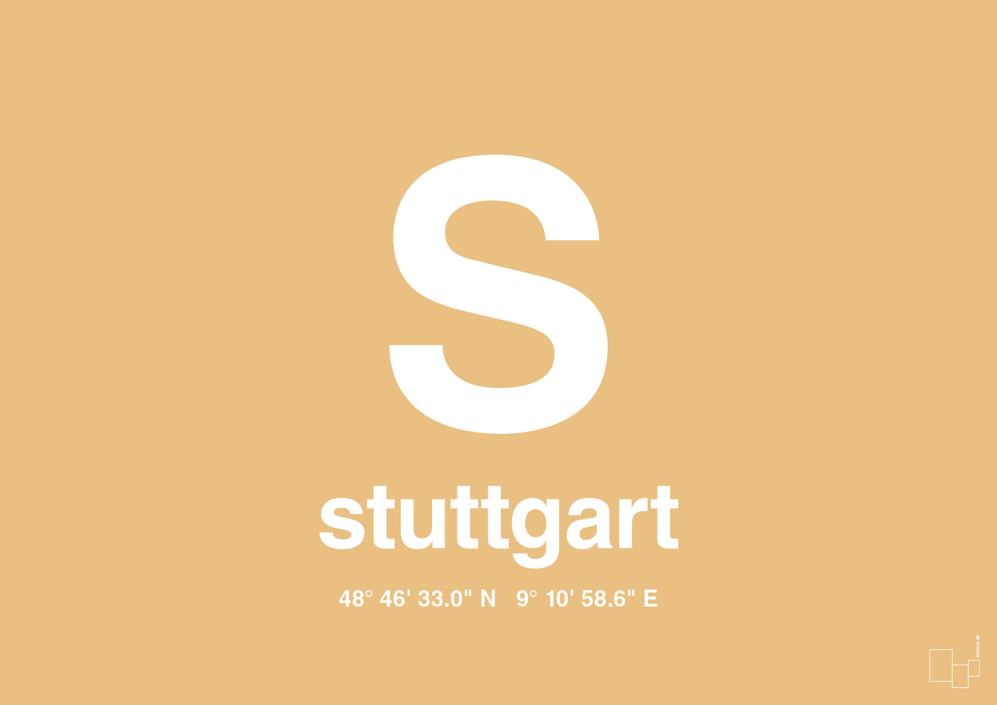 plakat: byplakat stuttgart med koordinater - charismatic-Byer-A1two3
