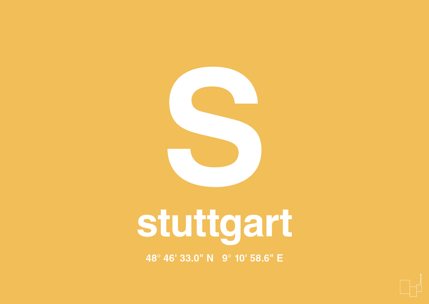 plakat: byplakat stuttgart med koordinater - honeycomb-Byer-A1two3
