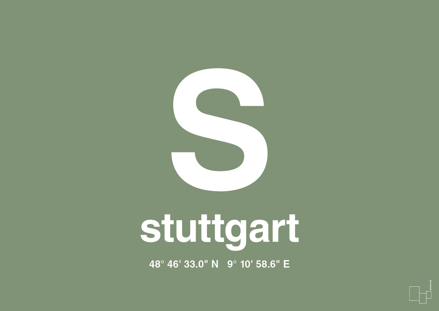 plakat: byplakat stuttgart med koordinater - jade-Byer-A1two3