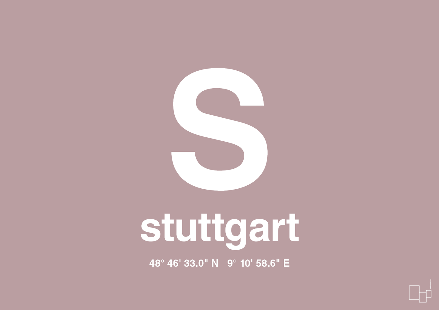 plakat: byplakat stuttgart med koordinater - light rose-Byer-A1two3