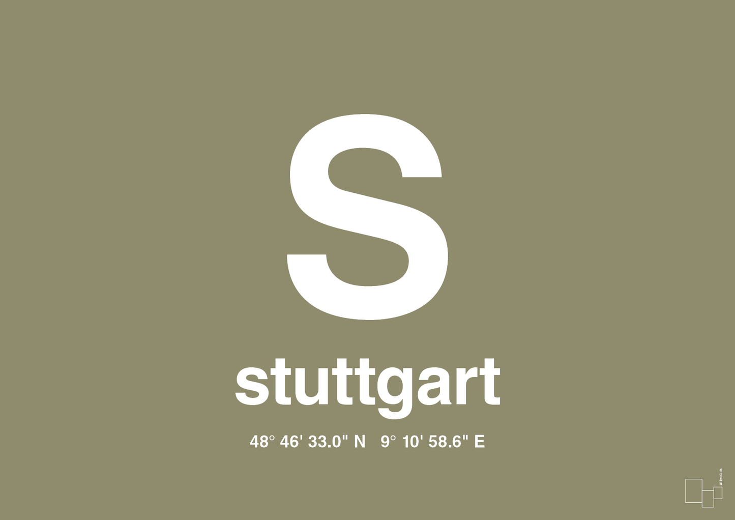 plakat: byplakat stuttgart med koordinater - misty forrest-Byer-A1two3