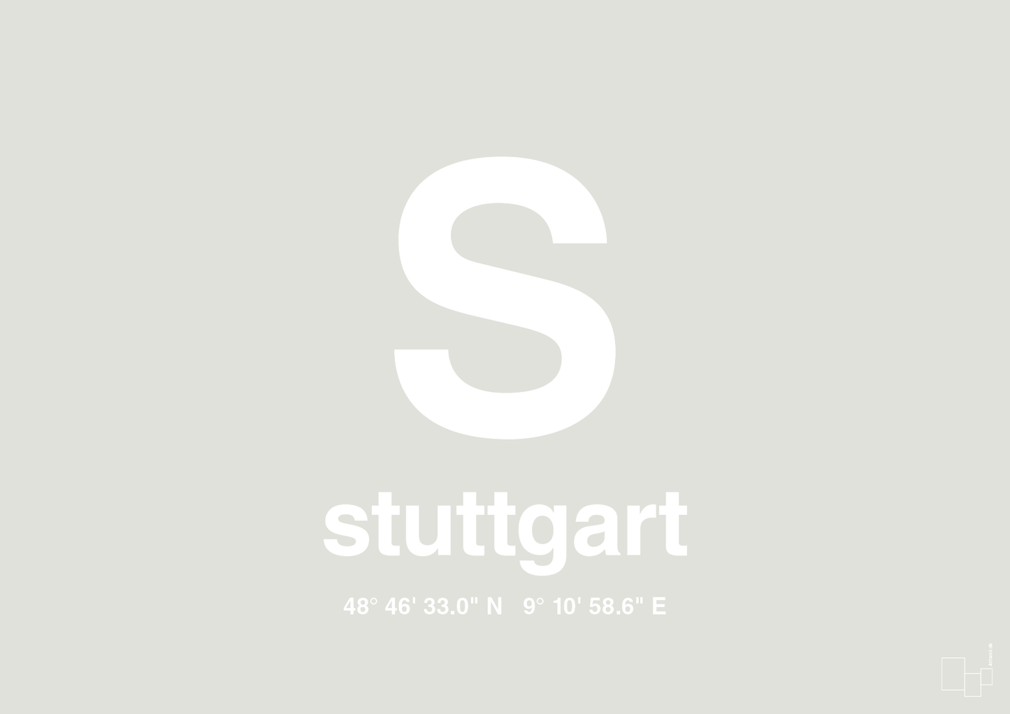 plakat: byplakat stuttgart med koordinater - painters white-Byer-A1two3