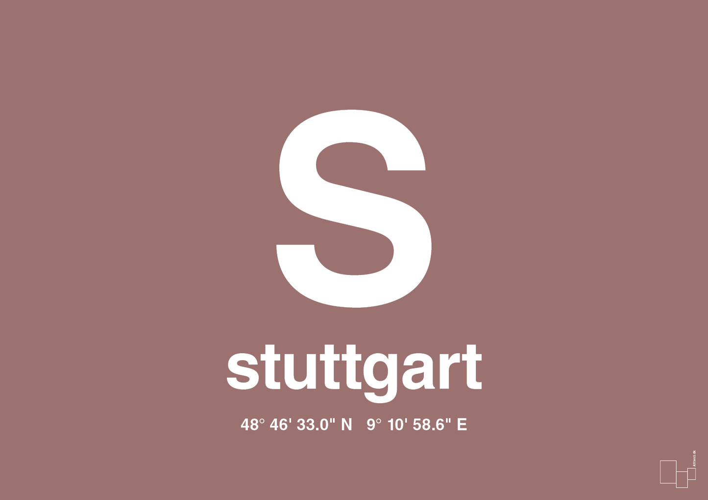 plakat: byplakat stuttgart med koordinater - plum-Byer-A1two3