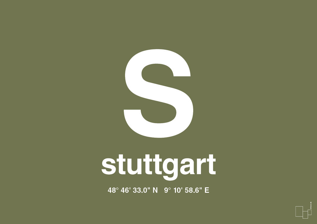 plakat: byplakat stuttgart med koordinater - secret meadow-Byer-A1two3