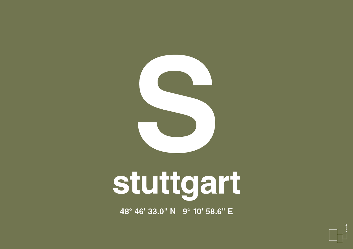 plakat: byplakat stuttgart med koordinater - secret meadow-Byer-A1two3