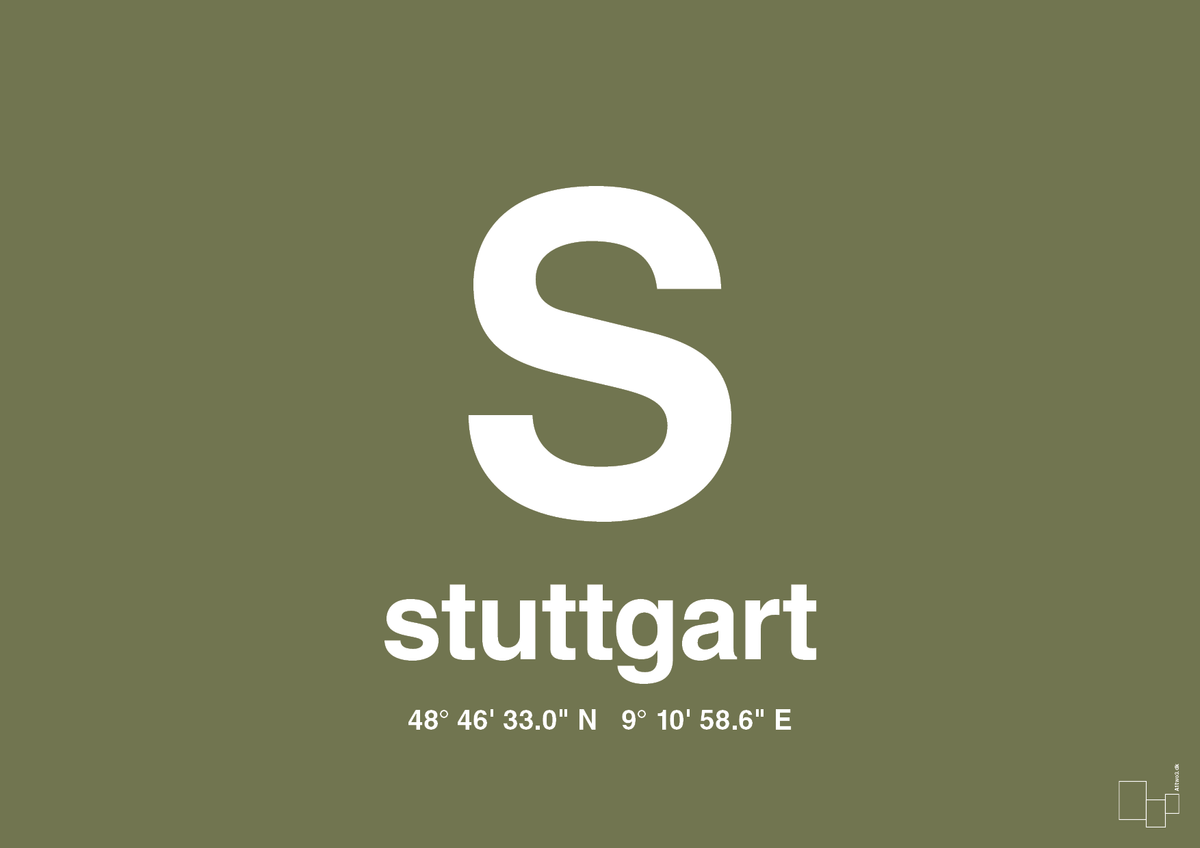 plakat: byplakat stuttgart med koordinater - secret meadow-Byer-A1two3