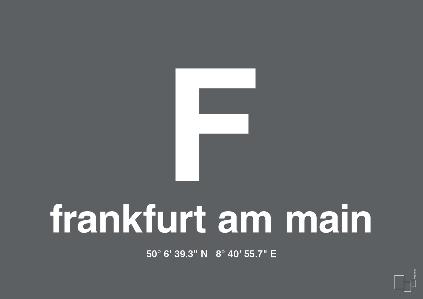 plakat: byplakat frankfurt am main med koordinater - graphic charcoal-Byer-A1two3