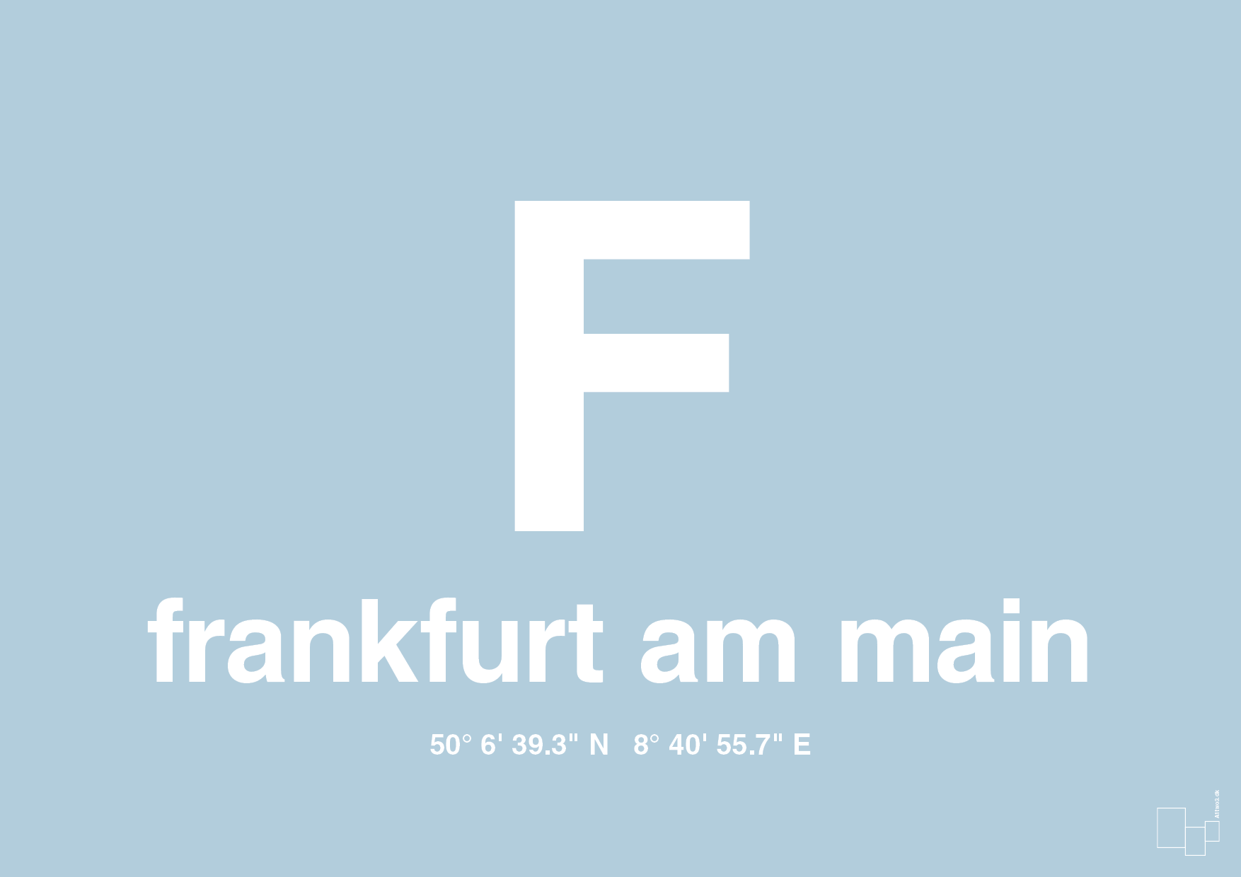 plakat: byplakat frankfurt am main med koordinater - heavenly blue-Byer-A1two3