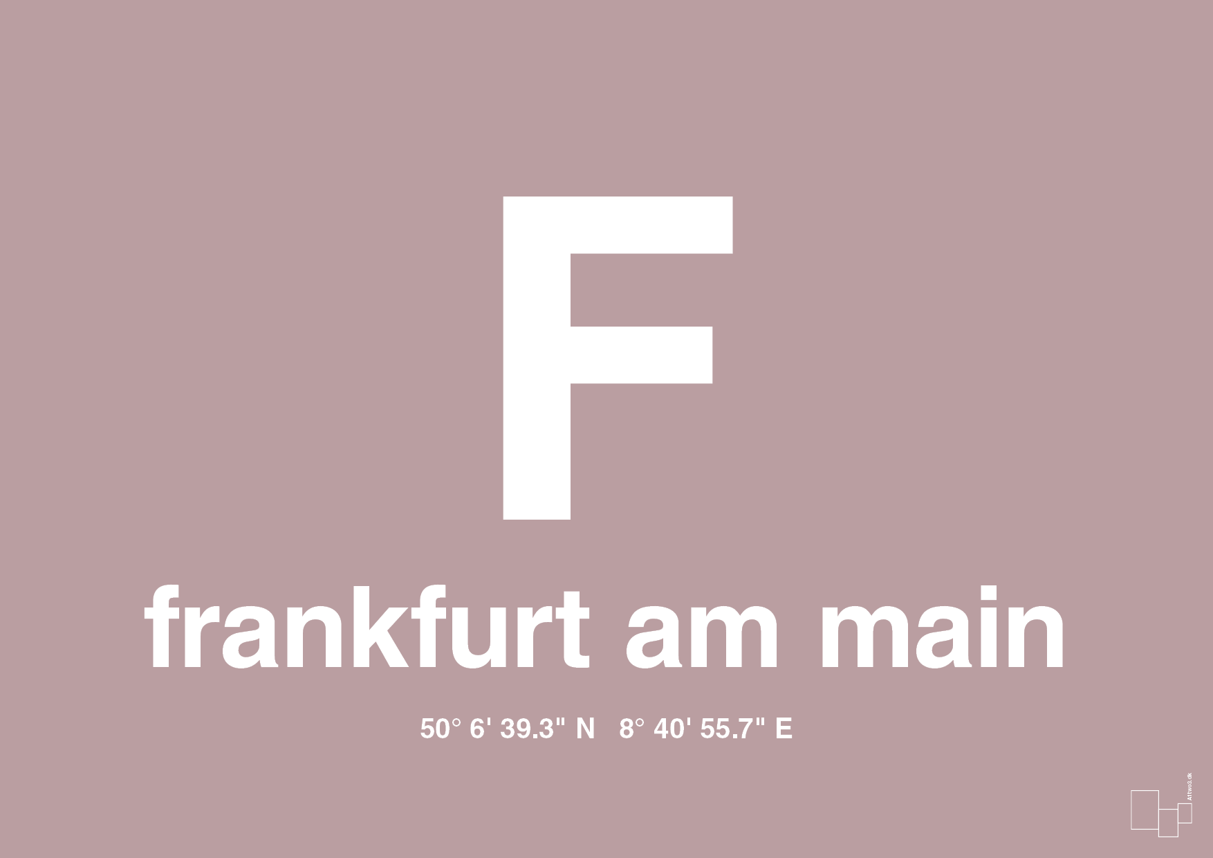 plakat: byplakat frankfurt am main med koordinater - light rose-Byer-A1two3