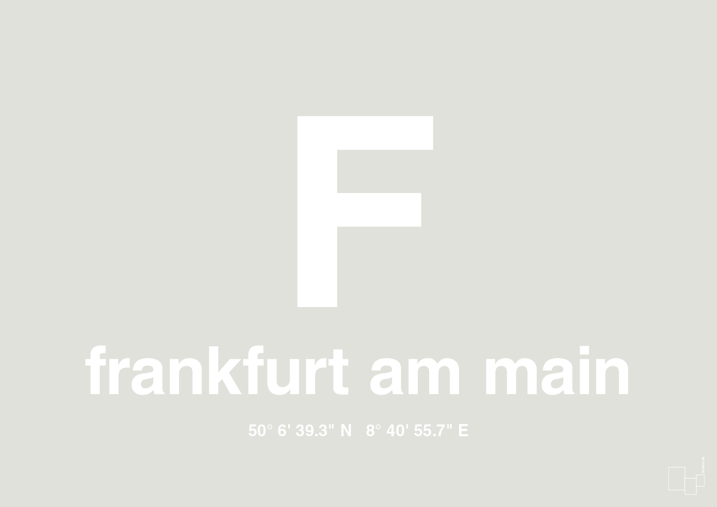 plakat: byplakat frankfurt am main med koordinater - painters white-Byer-A1two3