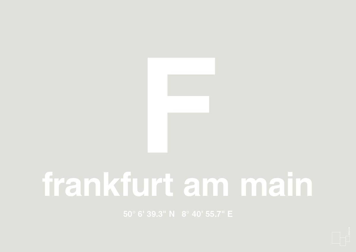 plakat: byplakat frankfurt am main med koordinater - painters white-Byer-A1two3