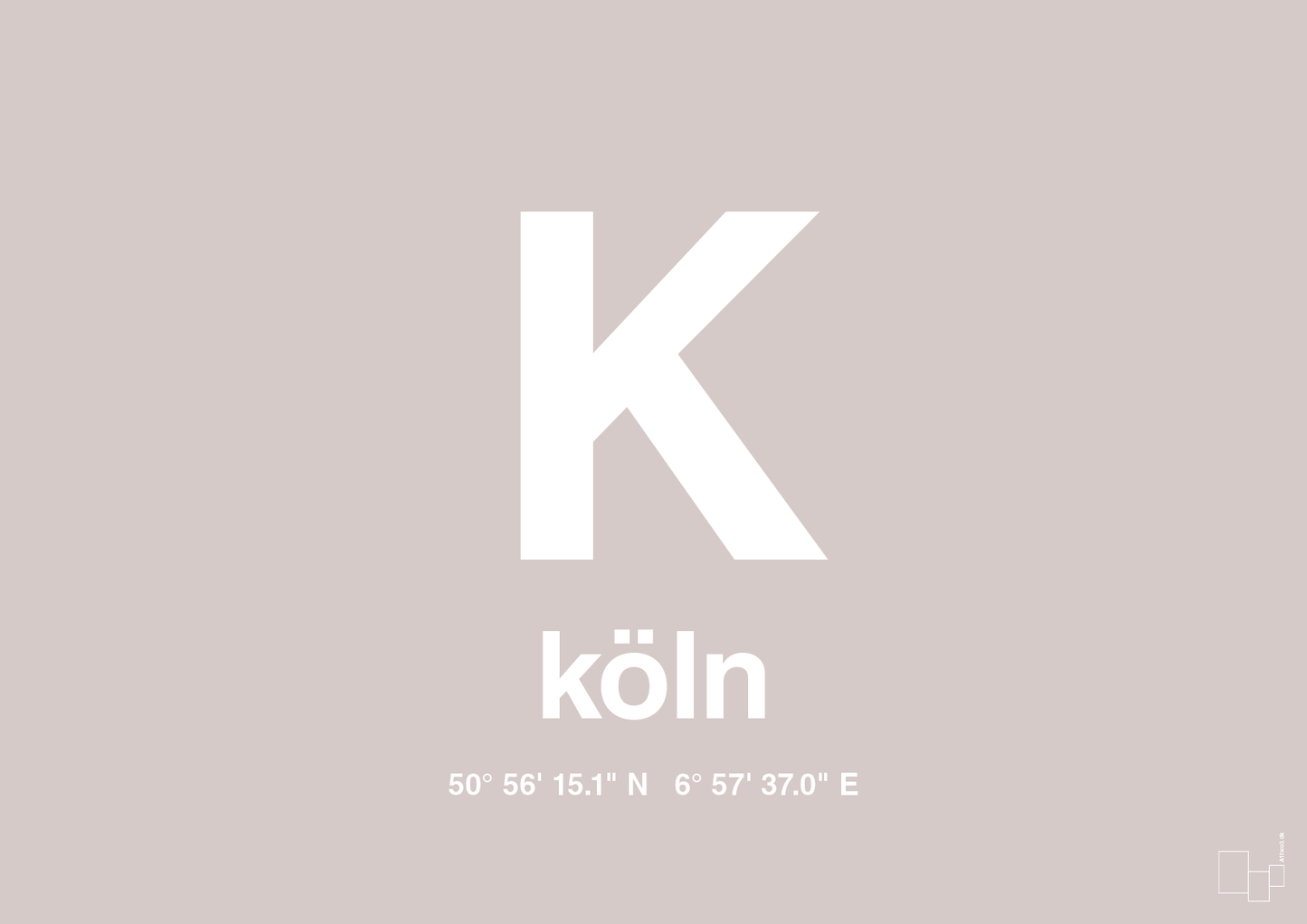 plakat: byplakat köln med koordinater - broken beige-Byer-A1two3