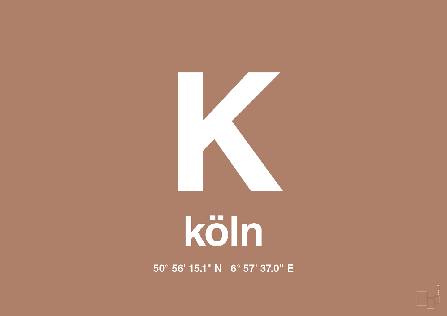 plakat: byplakat köln med koordinater - cider spice-Byer-A1two3