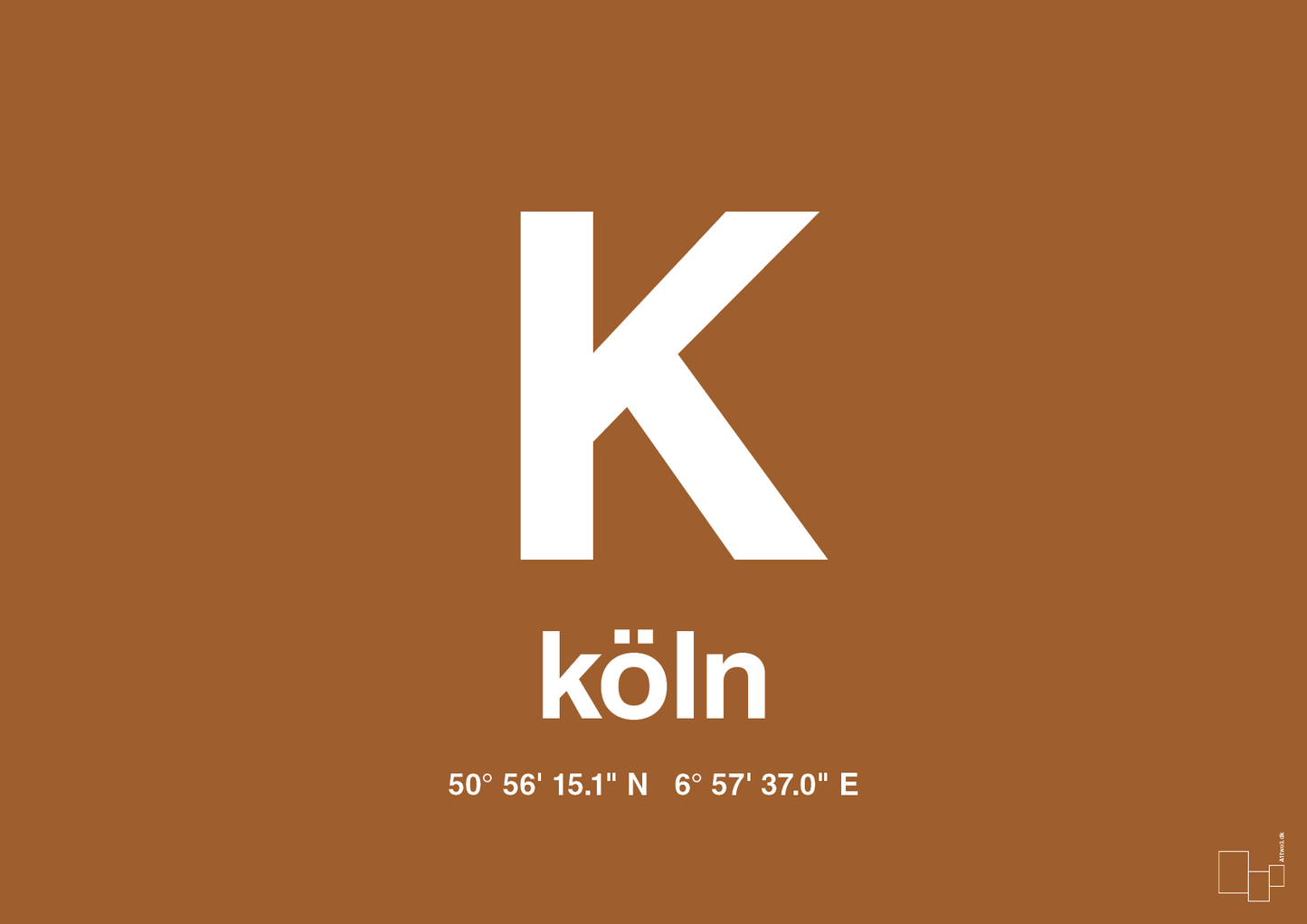 plakat: byplakat köln med koordinater - cognac-Byer-A1two3