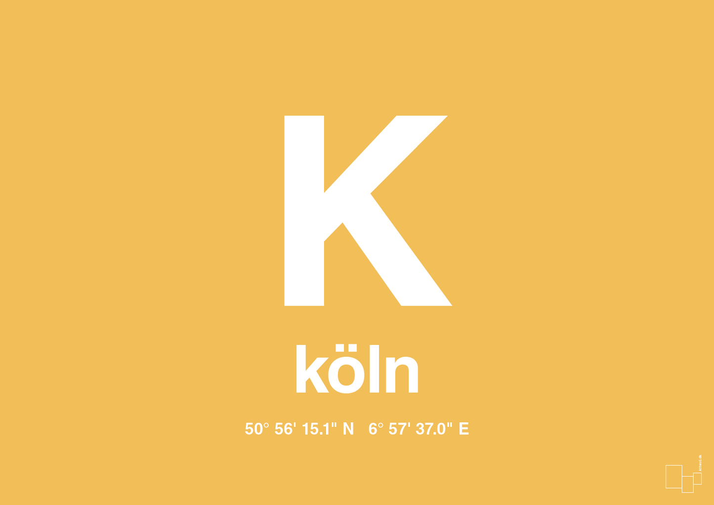 plakat: byplakat köln med koordinater - honeycomb-Byer-A1two3