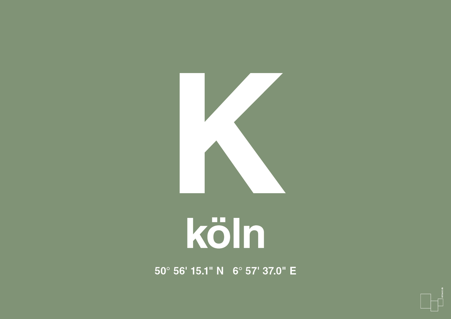 plakat: byplakat köln med koordinater - jade-Byer-A1two3